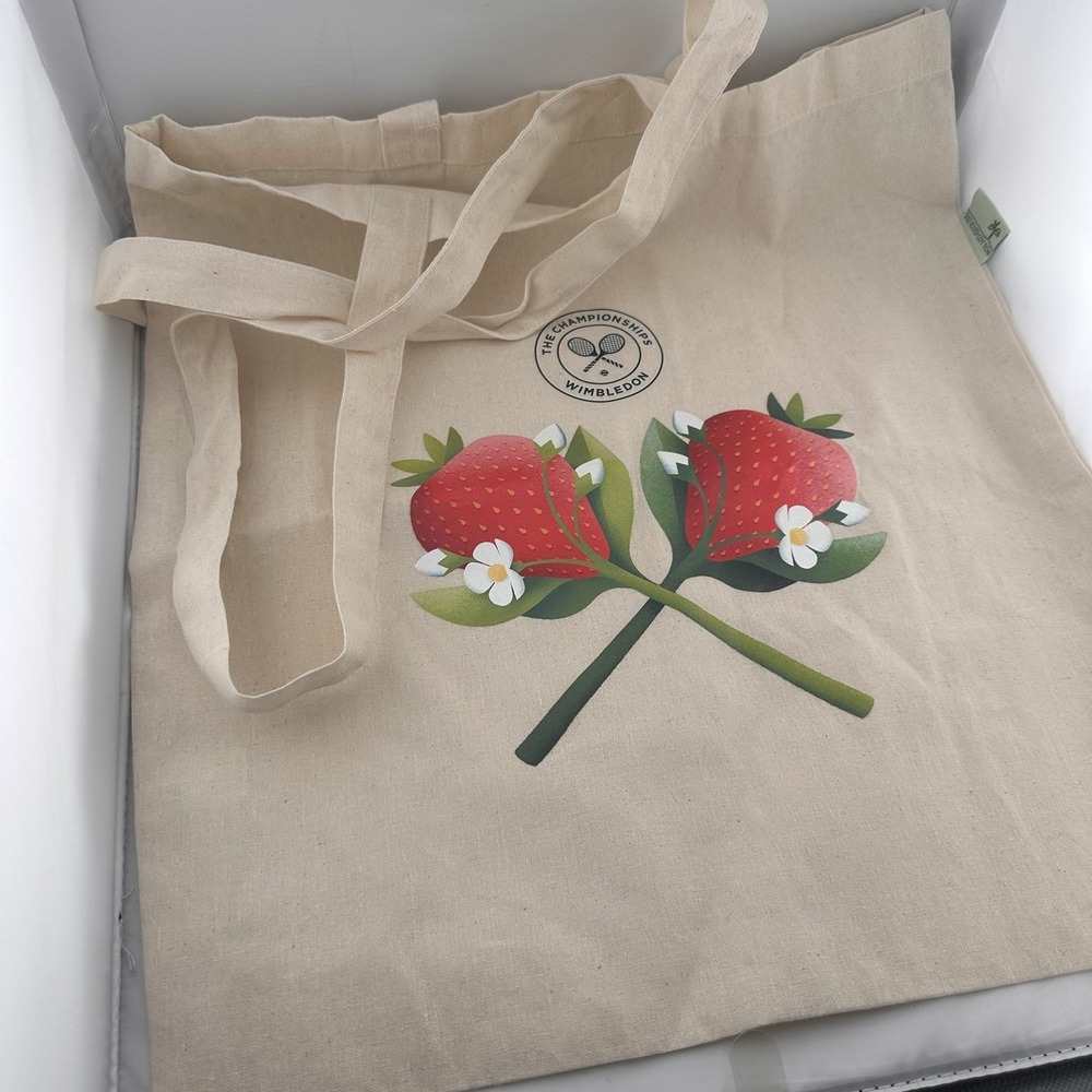Wimbledon Championship Tennis Strawberries Tote Bag Reusable Shopping Bag Book